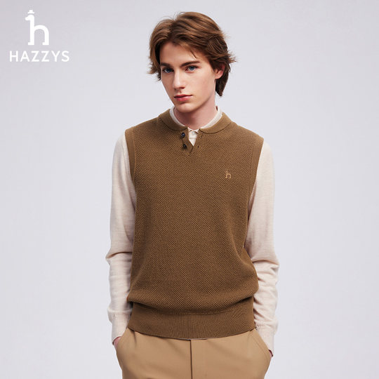 HAZZYS Haggis otoño casual Henry collar cardigan chaleco suéter de los hombres de color sólido moda interior top