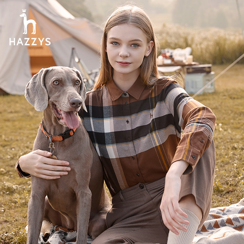 hazzys哈吉斯复古质感格子外套衬衫 hazzys衬衫