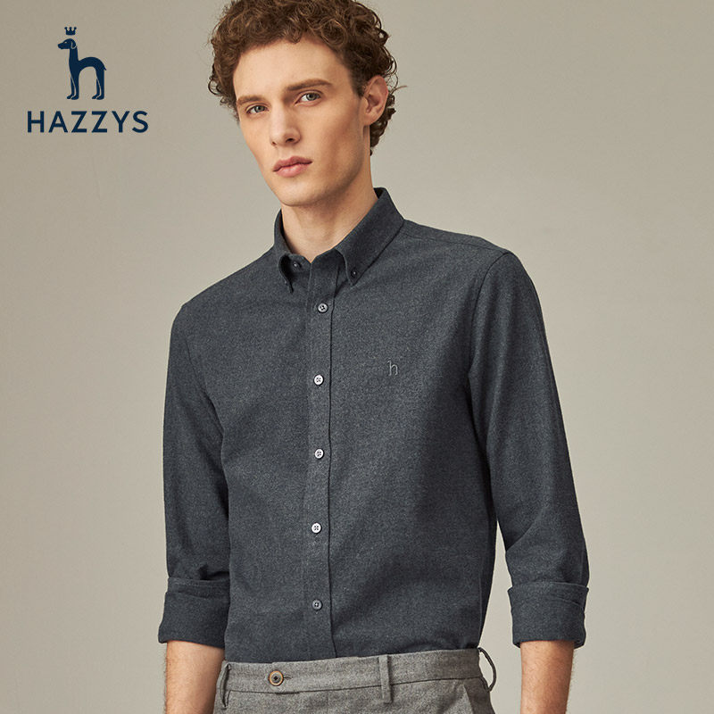hazzys哈吉斯秋季新款男士长袖衬衫 hazzys衬衫