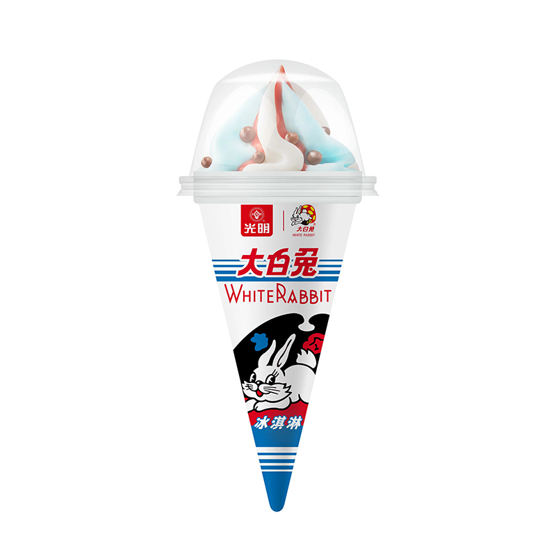 光明×大白兔网红国潮大白兔奶糖甜筒 冰淇淋 奶糖海盐芝士味 70g - 图3