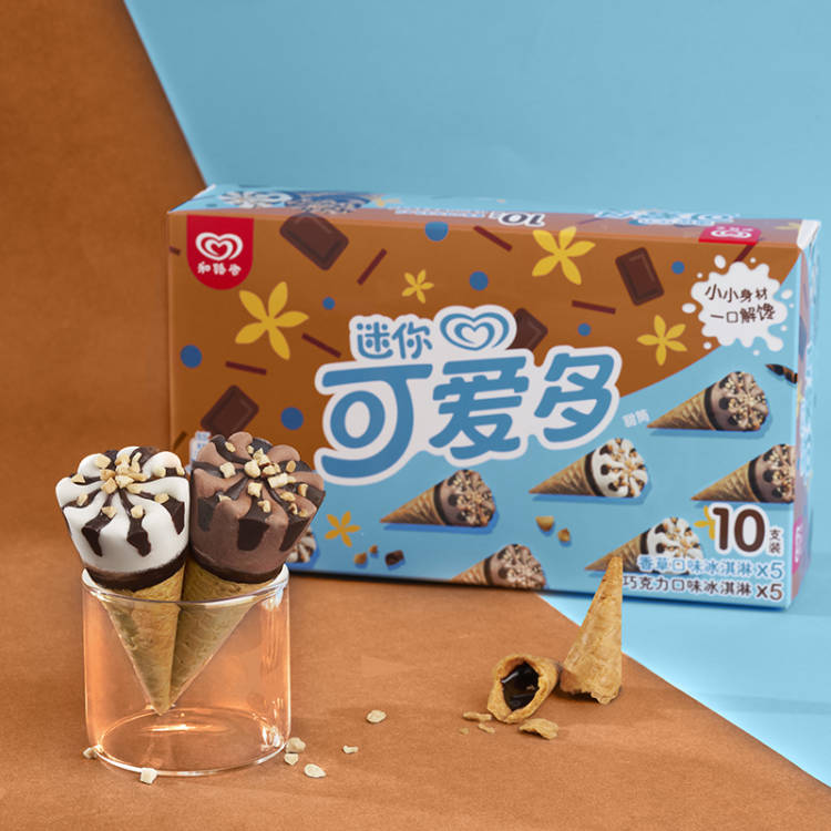 【24年新货】和路雪迷你可爱多冰淇淋 甜筒雪糕冰激凌冷饮10支/盒 - 图0