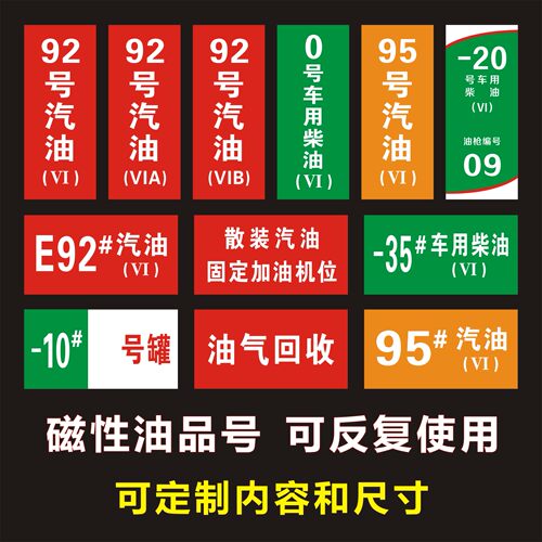 加油站油品标识牌加油机汽油柴油油品标识牌磁性贴国六B油气回收乙醇汽油罐号请再次确认中石化指示牌标牌 - 图2