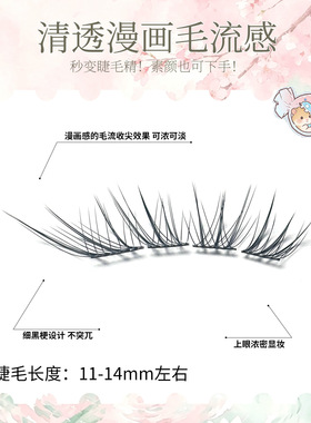 新中式免胶自然分段单簇假睫毛