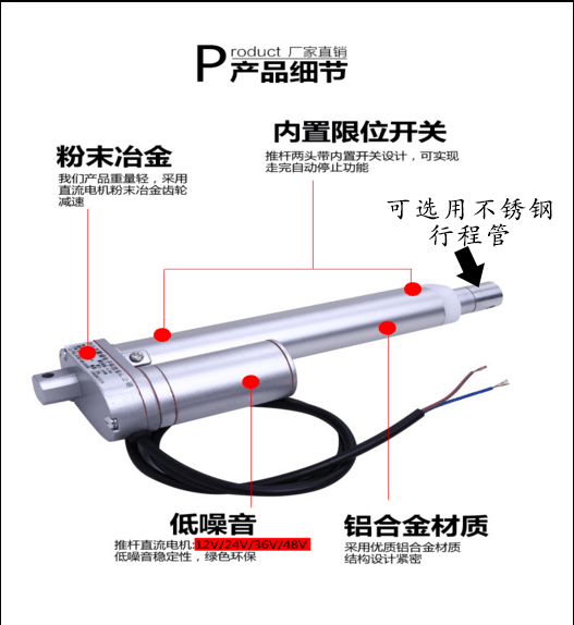 电动推杆器带底座12v24v直流往复平底推杆电机开窗器电动伸缩杆-图1