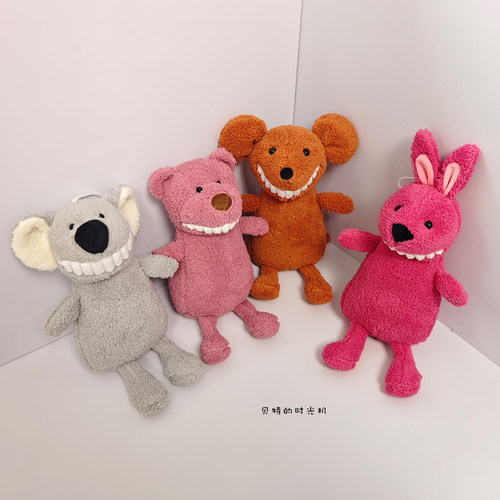 微笑大牙小猪公仔呲牙丑萌玩偶睡觉抱床上布娃娃恐龙毛绒玩具女孩 - 图0