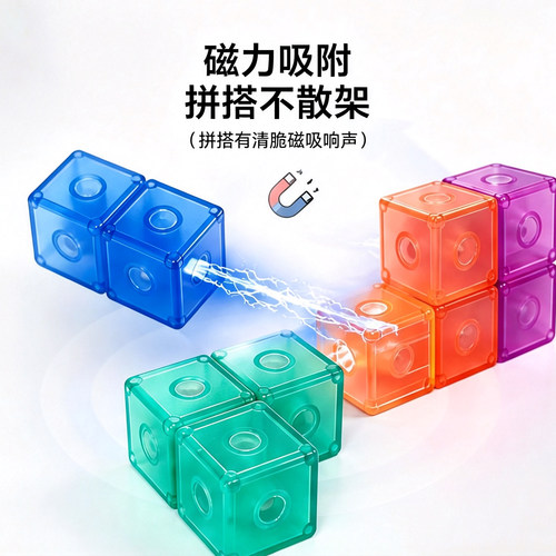 乐尔思索玛立方体磁力积木空间思维魔方块儿童益智玩具磁铁石拼装 - 图2