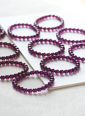 天然石榴石手链多圈佛珠紫牙乌