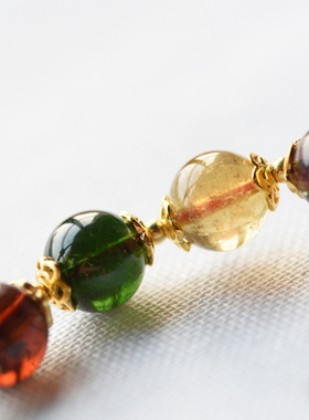 金配件搭配西瓜碧玺聚财碧玺手串