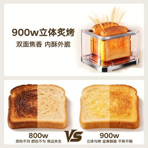 博朗多士炉面包机家用小型烤面包片机烤吐司机多功能早餐机HT1015 - 图0