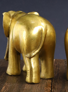黄铜大象工艺品摆件吸水象一对光身象客厅办公室吸水象装饰工艺品