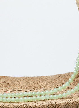 念玉新疆和田玉挂绳子圆珠项链108颗佛珠手串天然青海玉挂绳女款