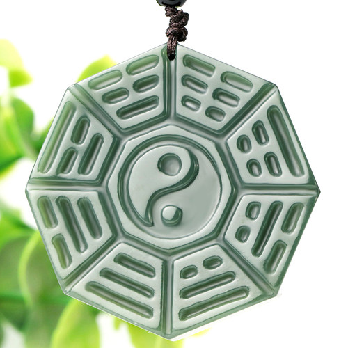 念玉新疆和田玉挂件天然青玉吊坠太极八卦牌子玉石单面阴阳鱼全图 - 图0