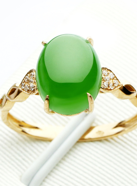 女款戒指环苹果绿天然和田玉