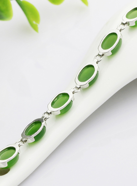 纯银天然碧玉女款手链