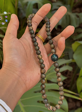 一安手作 正宗绿檀木老料手串 观音佛雕刻绿檀木 按手围定制