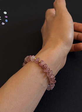 一安手作 原创手作草莓水晶草莓晶编绳手链 夏天百搭水晶手串