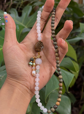 一安手作 正宗绿檀木老料手串 双圈定制清冷感手链 按手围定制