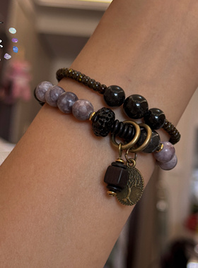 一安手作 原创手工串珠紫色手链 个性小众手链不撞款