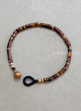 原创手作天然虎眼石手链天然石串珠手串叠戴手机个性情侣秋冬百搭