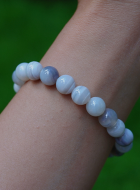 天然石灰玛瑙缠丝玛瑙手串 简约百搭中性手串