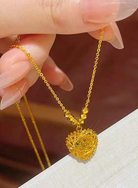 织梦莫比乌斯爱心月亮玫瑰花项链女镀金爱心套链越南沙金月牙项链