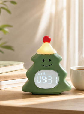 圣诞树儿童卡通电子闹钟小夜灯