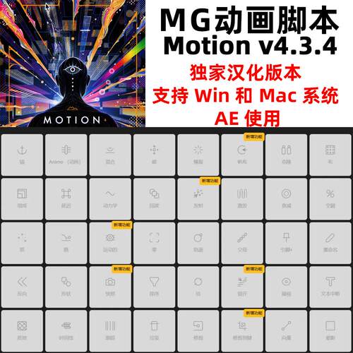 原创汉化AE脚本Motion4.3.4中文MG动画制作必备 Win和Mac系统 - 图0