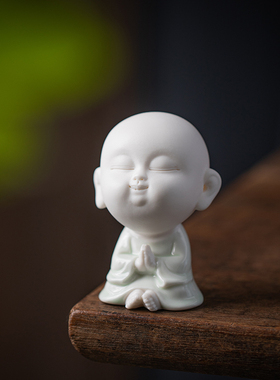 晨翔青瓷小和尚摆件家用室内禅意