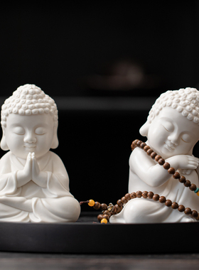 晨翔中式禅意陶瓷如来佛像小摆件