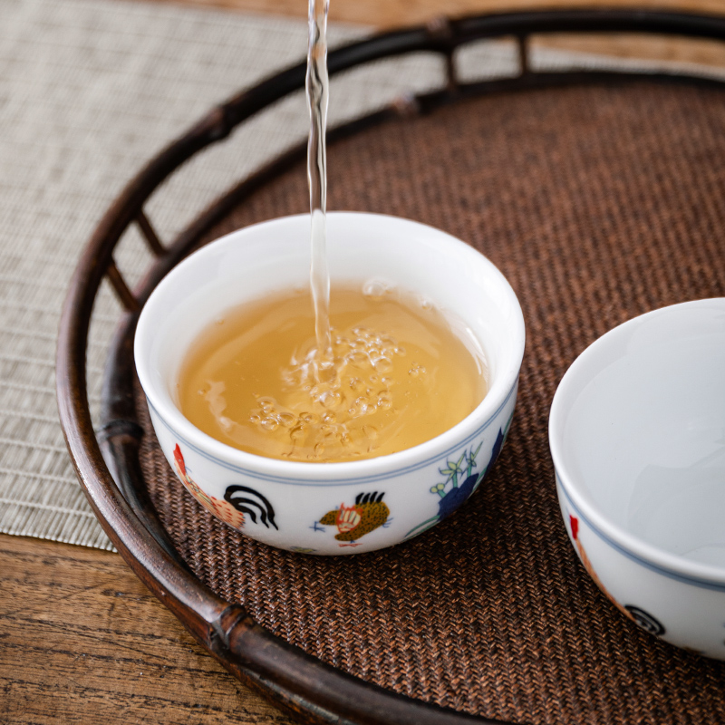 陶瓷盖碗斗彩鸡功夫茶具家用大号三才茶碗单个德化白瓷茶杯泡茶器-图2