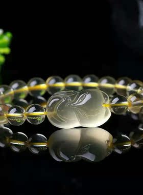 灵狐吊坠项链天然黄水晶