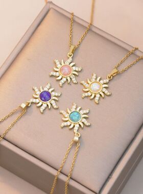 达令 太阳花钛钢项链 波西米亚锁骨链  脖子颈链 衣服配饰 吊坠