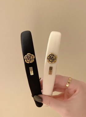 达令 小香风山茶花高颅顶宽边头箍 女孩子运动发箍 防滑洗脸发带