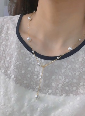 达令 满天星珍珠项链 choker颈链 长款毛衣链 锁骨链 吊坠 配饰