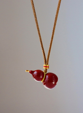 达令 彩色滴油珐琅葫芦项链 新中式女士长款吊坠 编绳配饰毛衣链