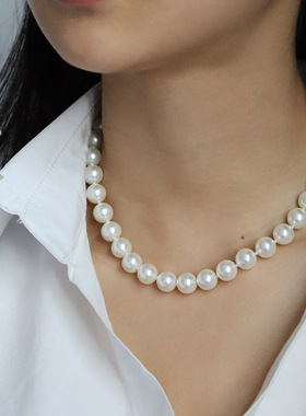 达令 施家珍珠项链 女士简约气质锁骨链 高级感毛衣链 颈链 吊坠
