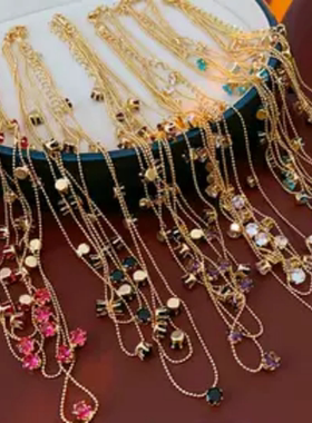 达令 满天星女士项链 时尚百搭衣服颈链 锁骨链 圆形多层叠戴配饰