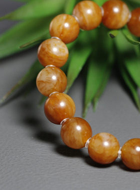 珠玉珍藏和田玉籽料红沁圆珠手串