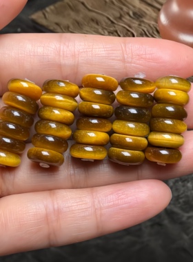 隔片散珠天然黄虎眼石手串配件