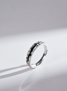 深渊情侣戒指纯银一对原创小众设计刻字男女款对戒新款情人节礼物