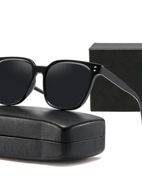 复古大框网红眼镜ins圆脸女太阳镜 黑茶框眼镜韩版墨镜