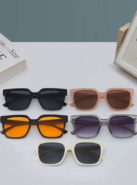 新款墨镜防紫外线  网红复古大框茶色太阳镜渐变色黑框偏光镜