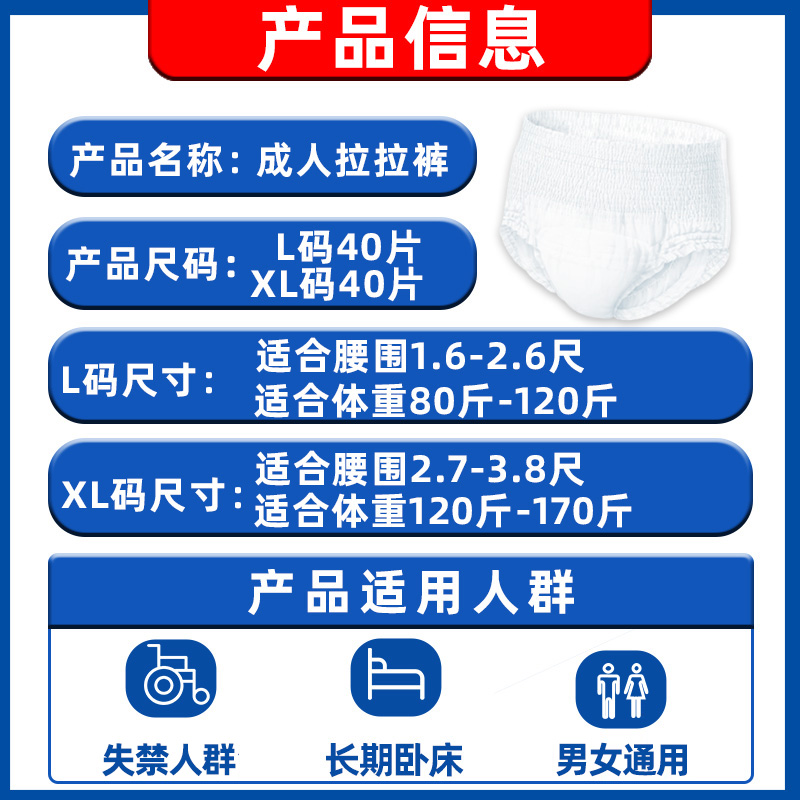 成人拉拉裤老人用内裤式纸尿裤薄款老年人尿不湿成年男士女士专用 - 图1