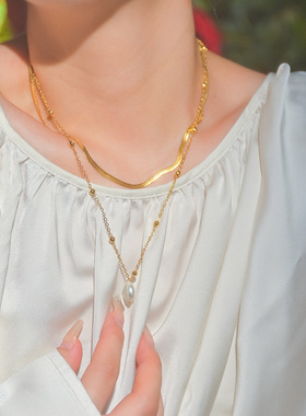 白百何同款复古珍珠项链简约高级感豆豆锁骨链时尚百搭网红毛衣链