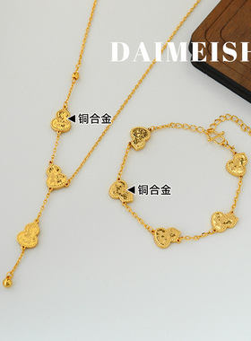 时尚新款简约流苏葫芦项链感复古轻奢精致小众百搭气质锁骨链