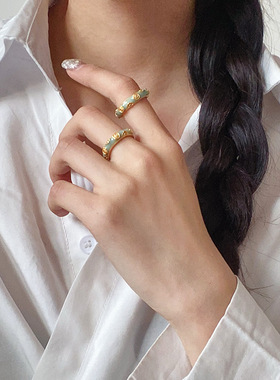 新中式复古滴油珐琅小众轻奢女戒