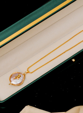 法式中古风轻奢珍珠项链 女款高级感长款吊坠毛衣天然巴洛克颈链