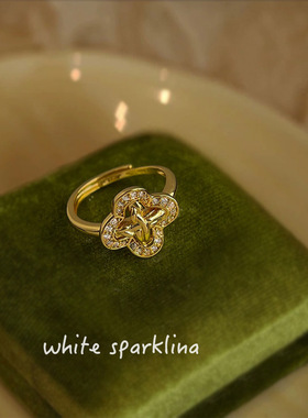 18k真金保色微镶锆石开口戒指