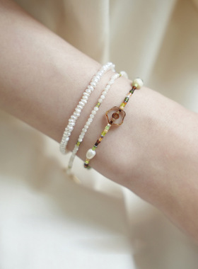 彩色多巴胺进口捷克米珠项链简约高级感锁骨链女轻奢小众颈链饰品