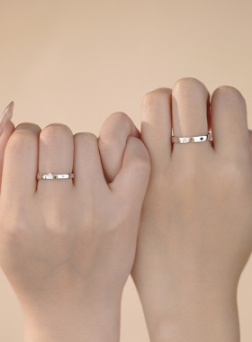 原创乾佳S999足银甜蜜喵旺系列情侣对戒可爱童趣送女友手饰代发